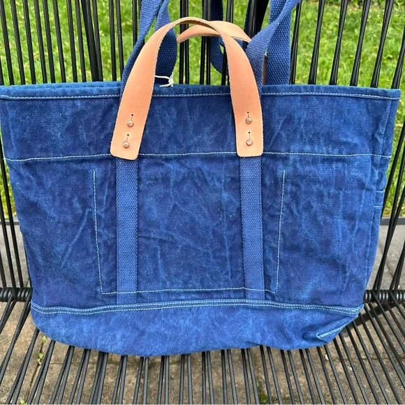 NWT Immodest Cotton Indigo canvas construction tote
